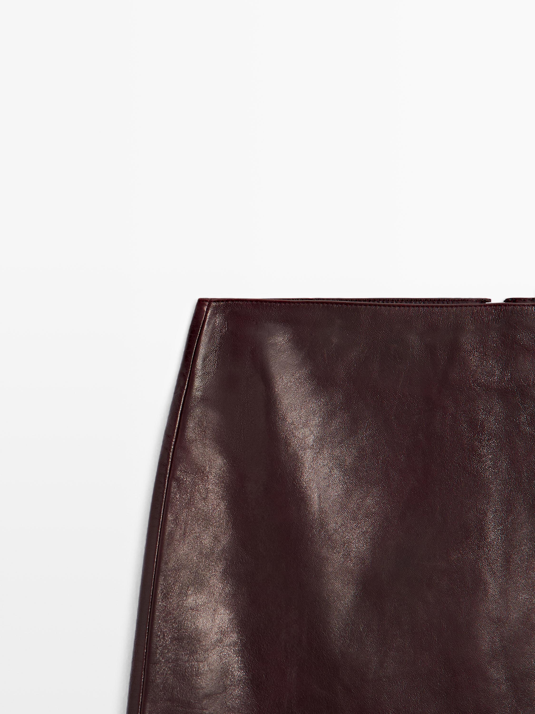 Jupe courte en cuir nappa